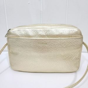 Baggu Mini Leather Crossbody Bag Metallic Gold Micro Nano Bag Purse Handbag